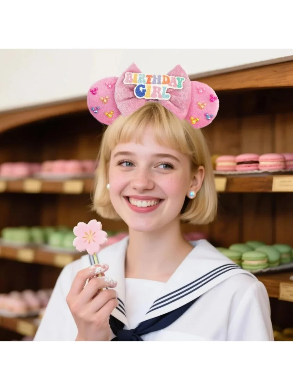 Women Soft Pink Velvet Cotton Candy Inspired Mickey Mouse Hair Headband